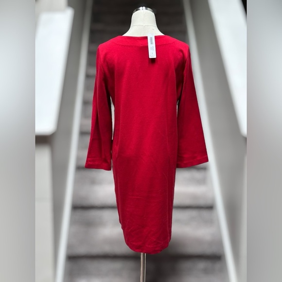 NEW Chico’s Beaded Embellished Scoop Neck Red Shift Dress Women’s 1/M/8 Holiday - Picture 5 of 10